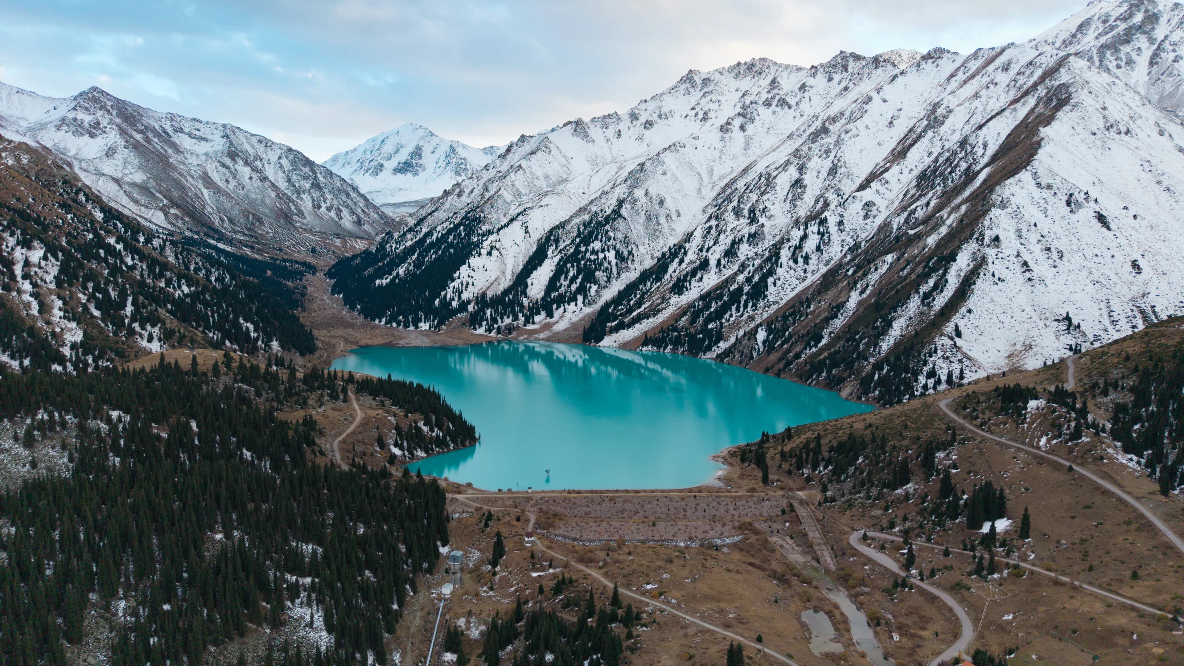 Aerial View of the Great Lake of Almaty in Kazakhstan